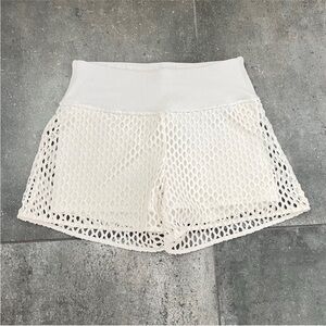 Alo Yoga Double Layer White Mesh Shorts XS